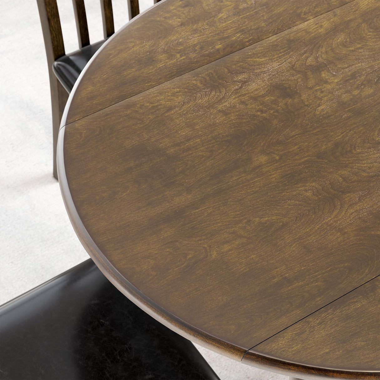 7-Piece Mid-Century Solid Wood Dining Table Set, Round Dining Table with Butterfly Leaf a