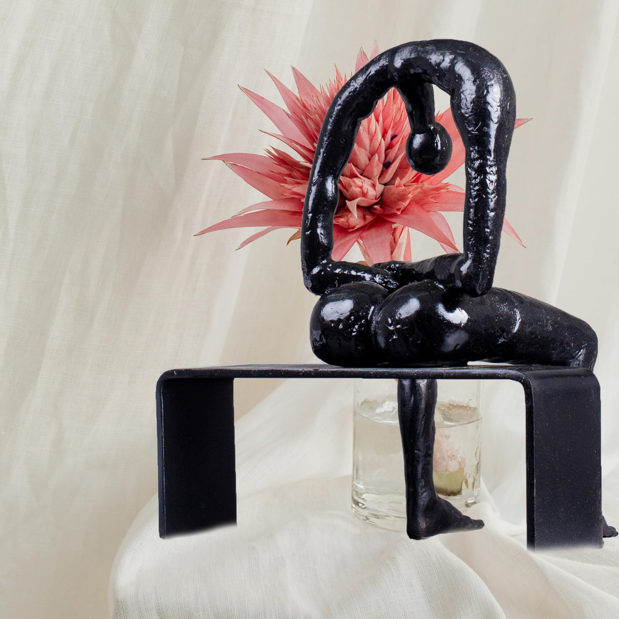 Bronze Melancholy Statue Sculpture, Modern Abstract Thinker Grief & Emptiness