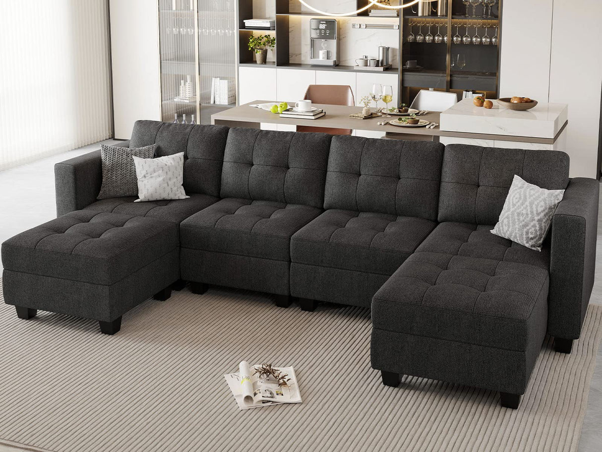 Reversible Storage Modular U-Shape Sectional Sofa Couch