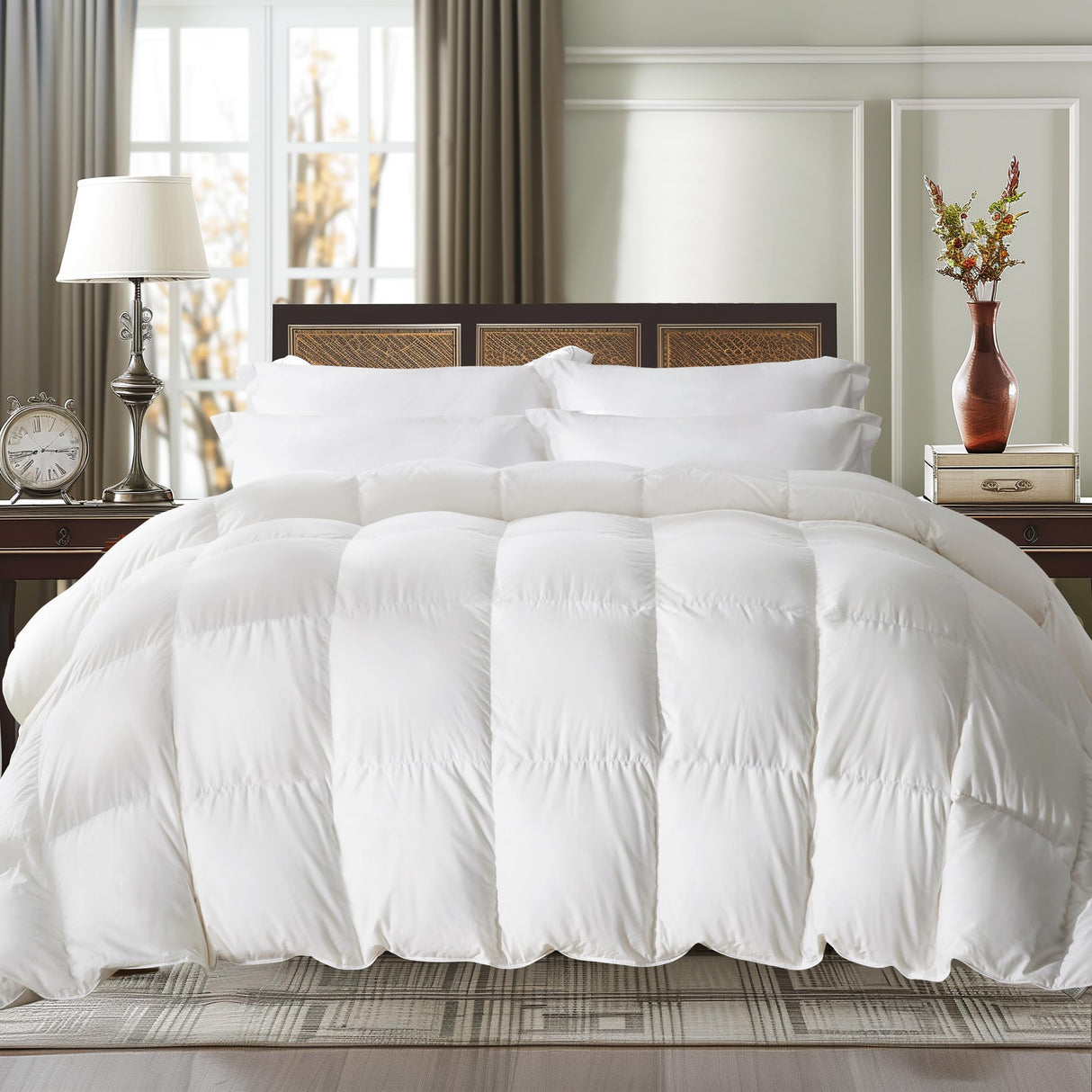 Goose Feather Comforter King Size, All Season Duvet Insert Medium Warmth, Cloud Soft
