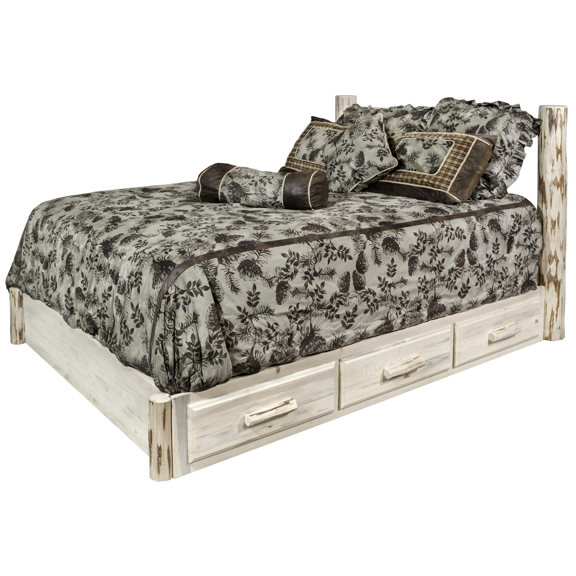 Montana Collection California King Bed with Storage Platform, Clear Lacquer Finish