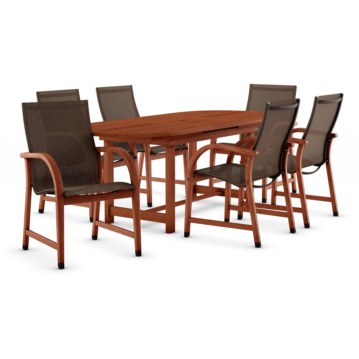 Bahamas 5-Piece Patio Oval Dining Table Set | Eucalyptus Wood | Ideal for Outdoors