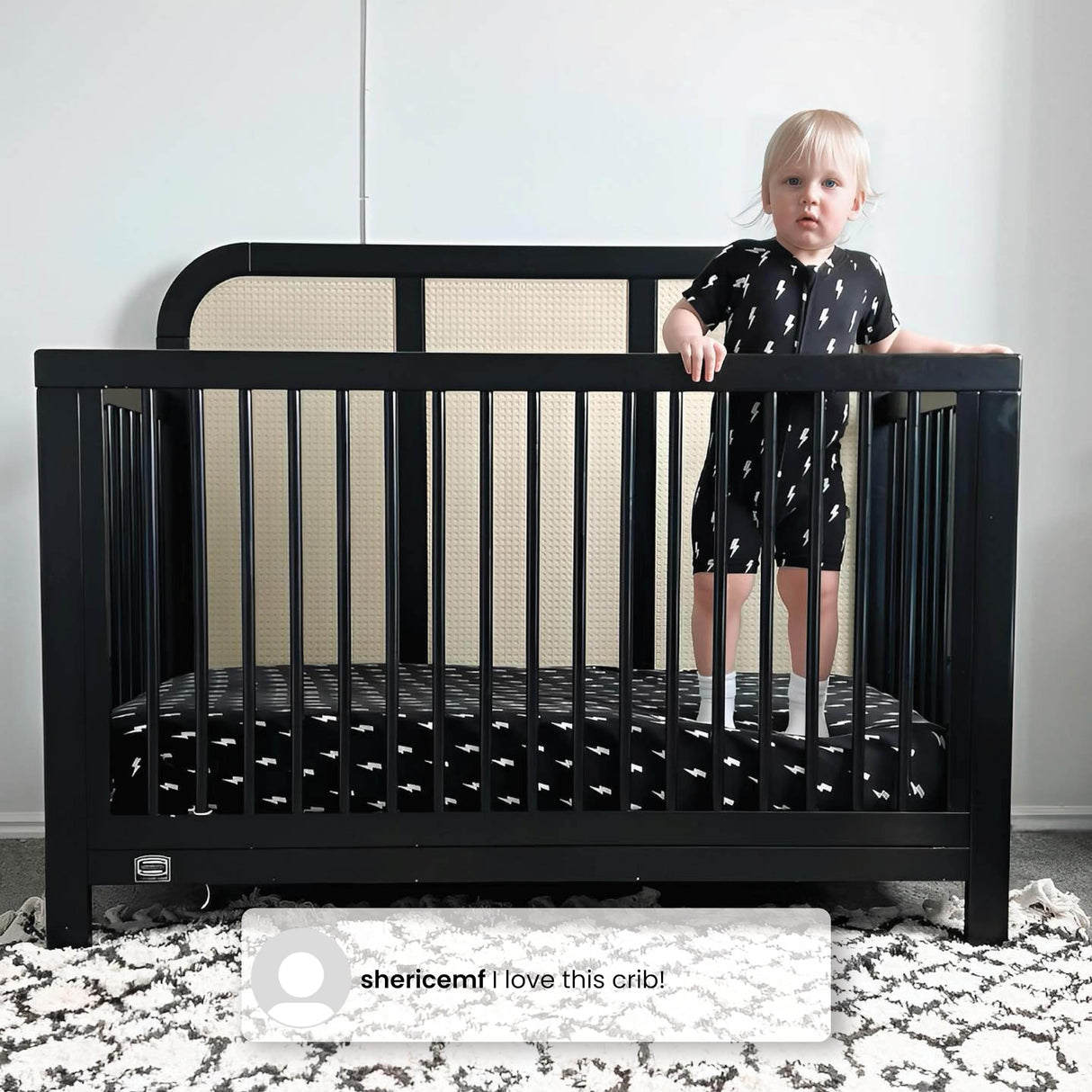 Theo 6-in-1 Convertible Crib - Greenguard Gold Certified, Black/Textured Almond
