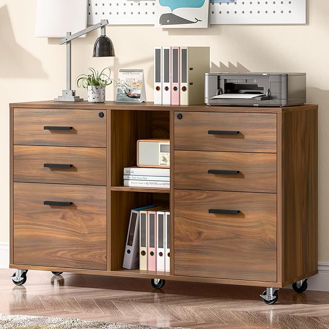 File Cabinet with Lock, Large Mobile Storage Filing Cabinet