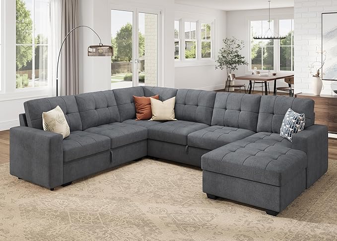 Sectional Sleeper Couch, Sleeper Sectional Sofa with Storage Chaise
