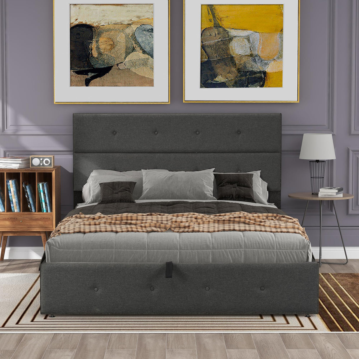 Upholstered Queen beds Lift Up Storage Platform Bed Frame