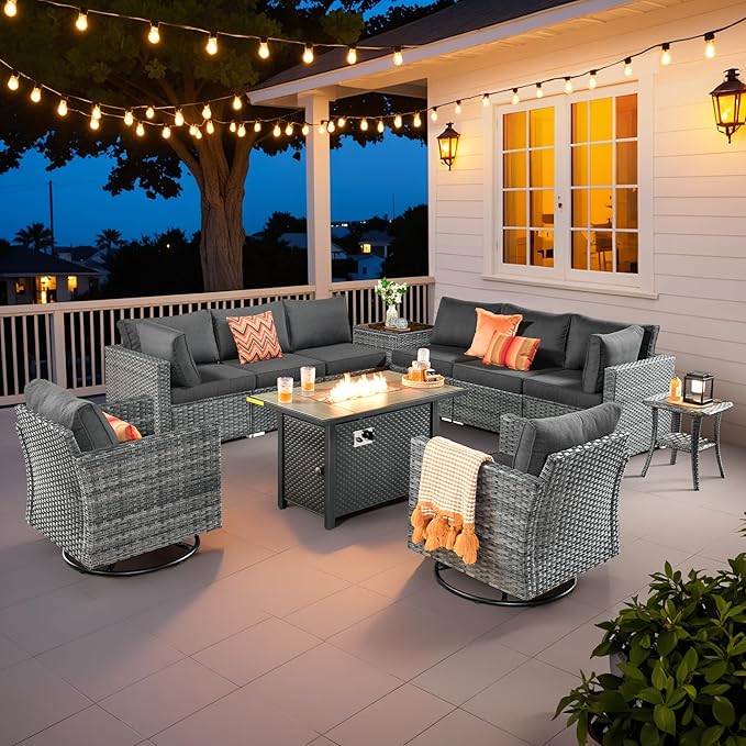 5 Pieces Patio Furniture Sets,Wicker Outdoor Sectional Sofa