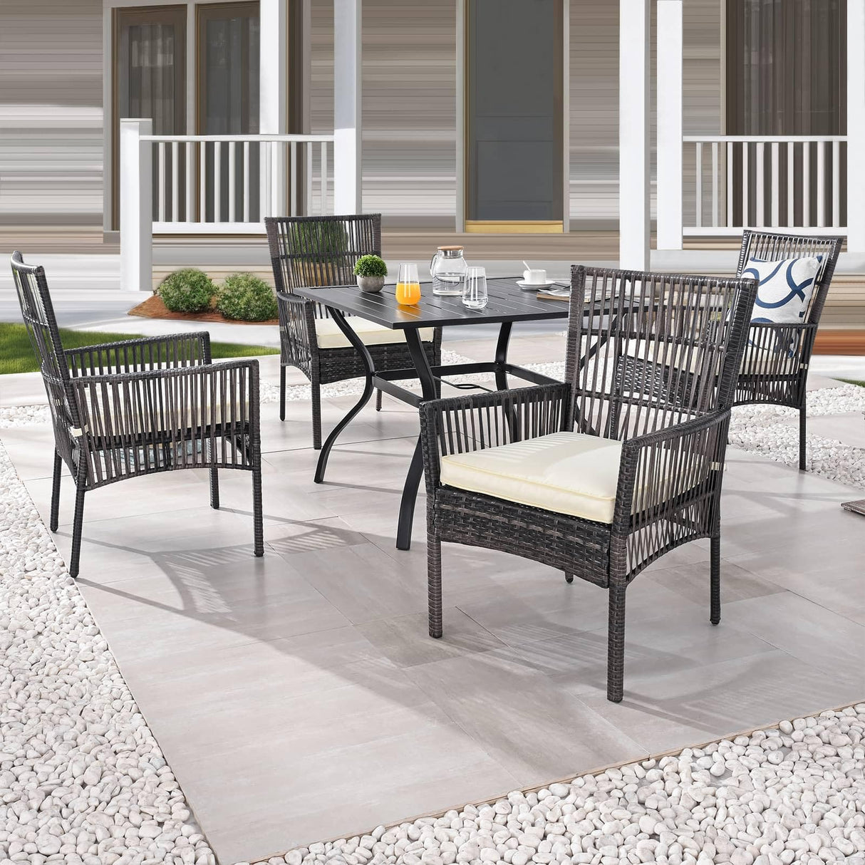 Patio Dining Chairs 4Pcs Breathable Outdoor Wicker Chairs Set