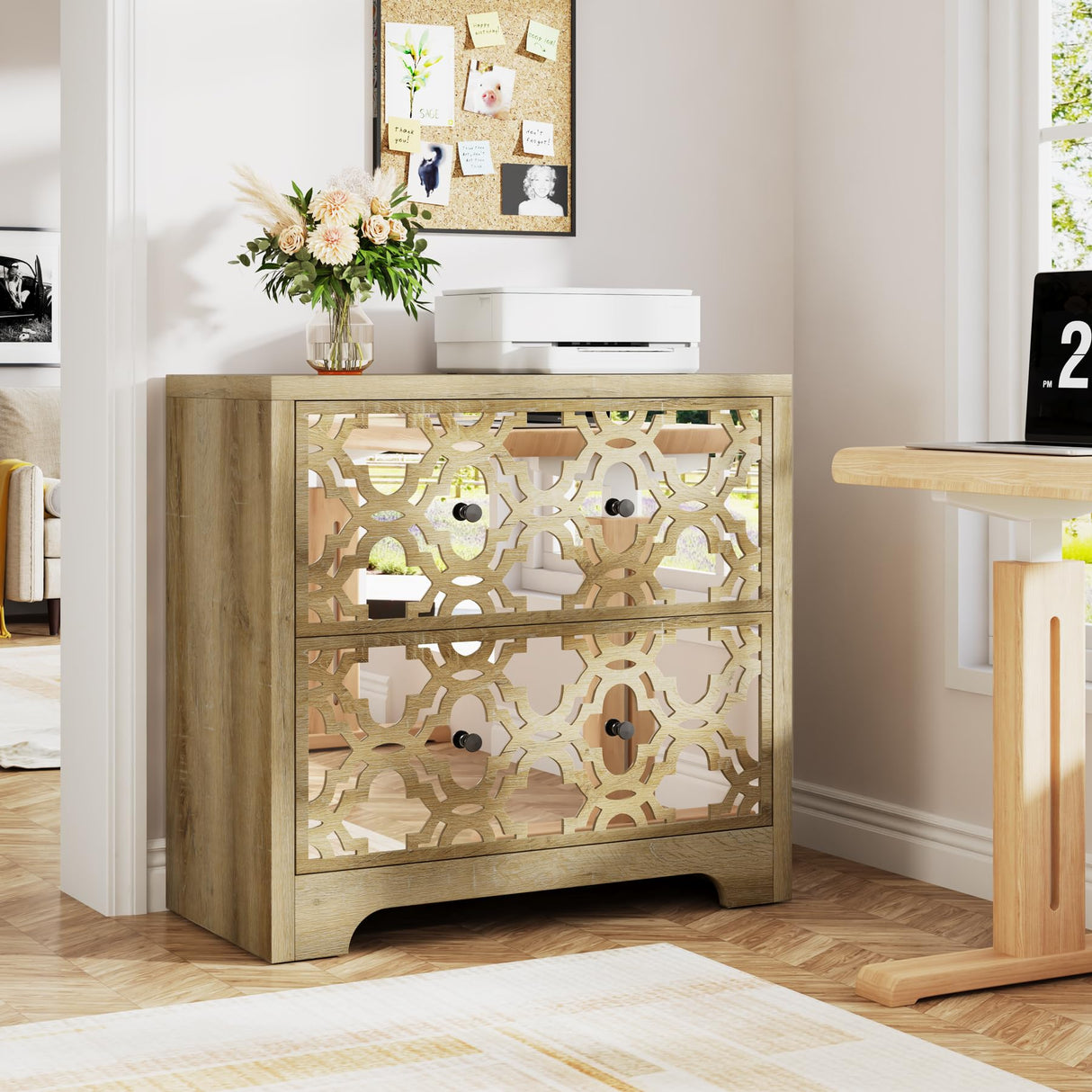 Rustic-Modern File Cabinet for Home Office, 2-Drawer File Cabinet