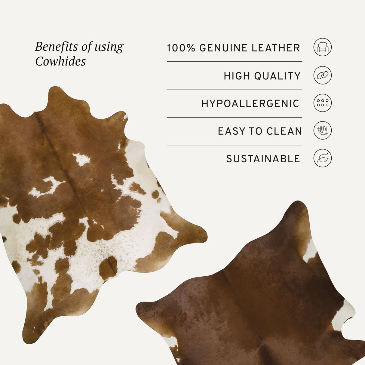 100% Genuine Brazilian Cowhide Rug - Brindle Brown - Luxury Cowskin Leather Area