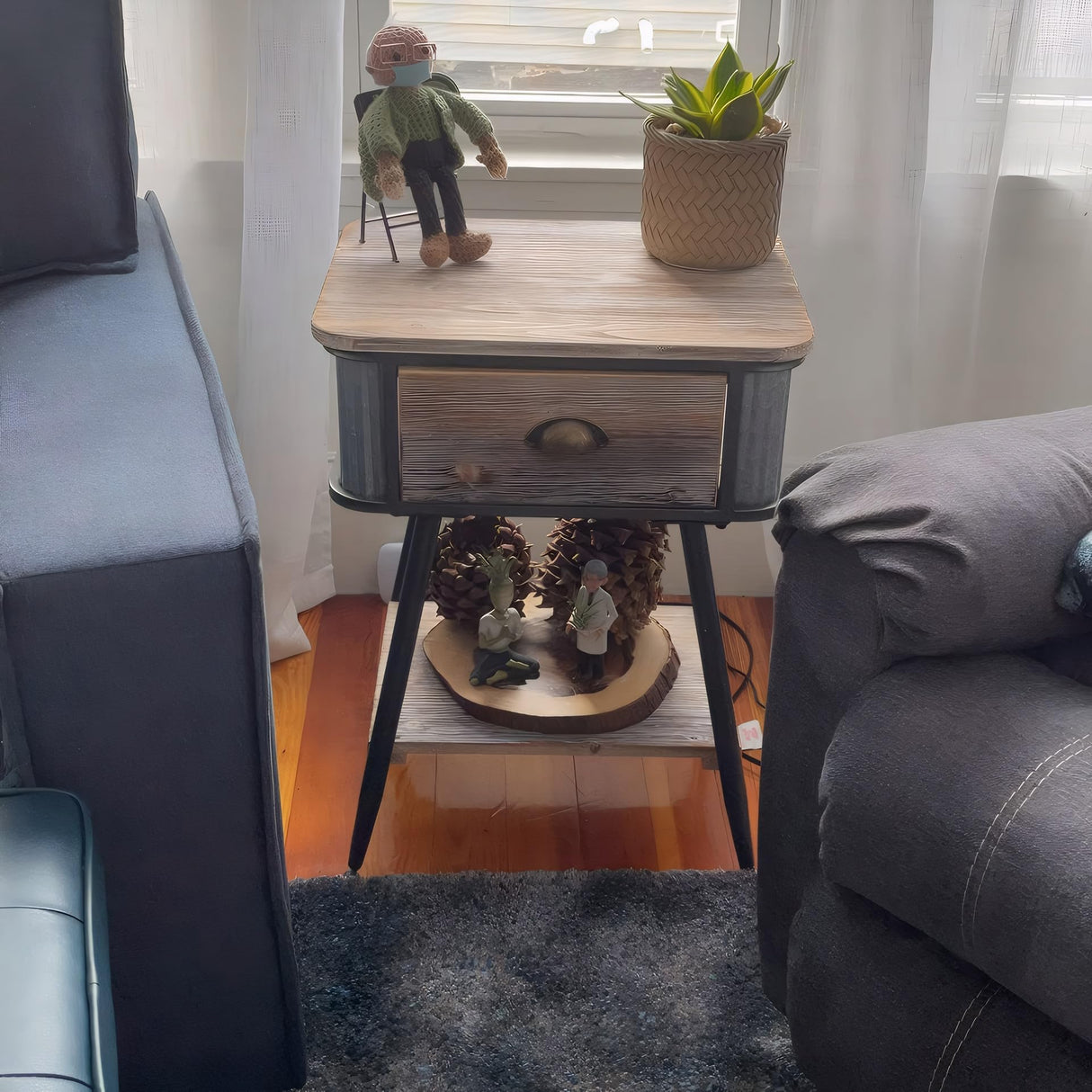 1PCS Farmhouse Night Stand with Drawer