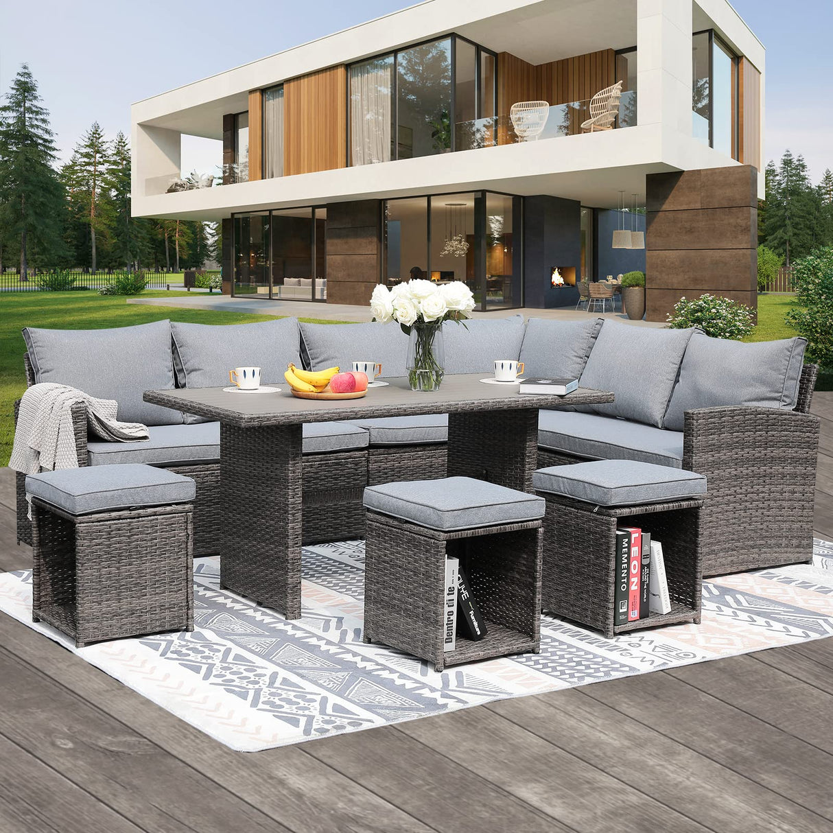 Patio Furniture Set, 7 Pieces Outdoor Patio Dining Set