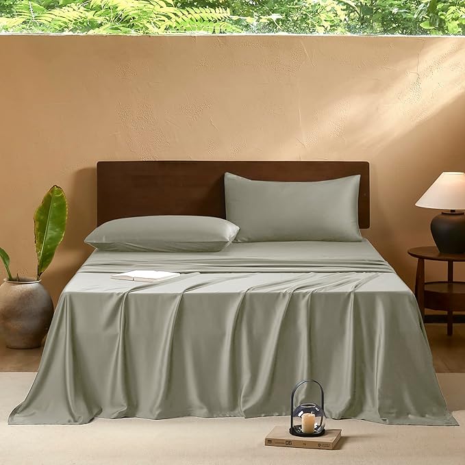 King Sheets Set,Luxuriously 400 Thread Count Organic Rayon Derived from Bamboo
