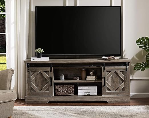 Farmhouse Sliding Barn Door TV Stand for TVs