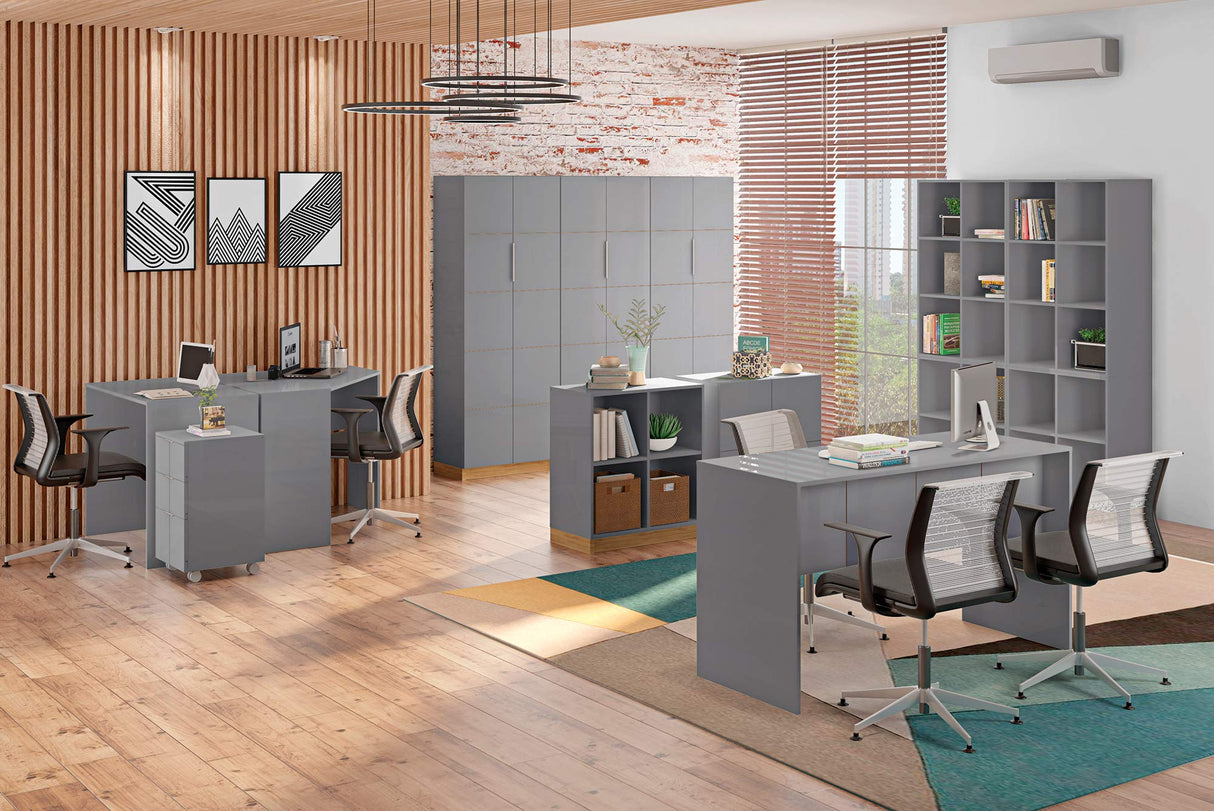 Cornelia 35 Inch Mid-Century Office Desk – Minimalist & Sturdy Grey Table