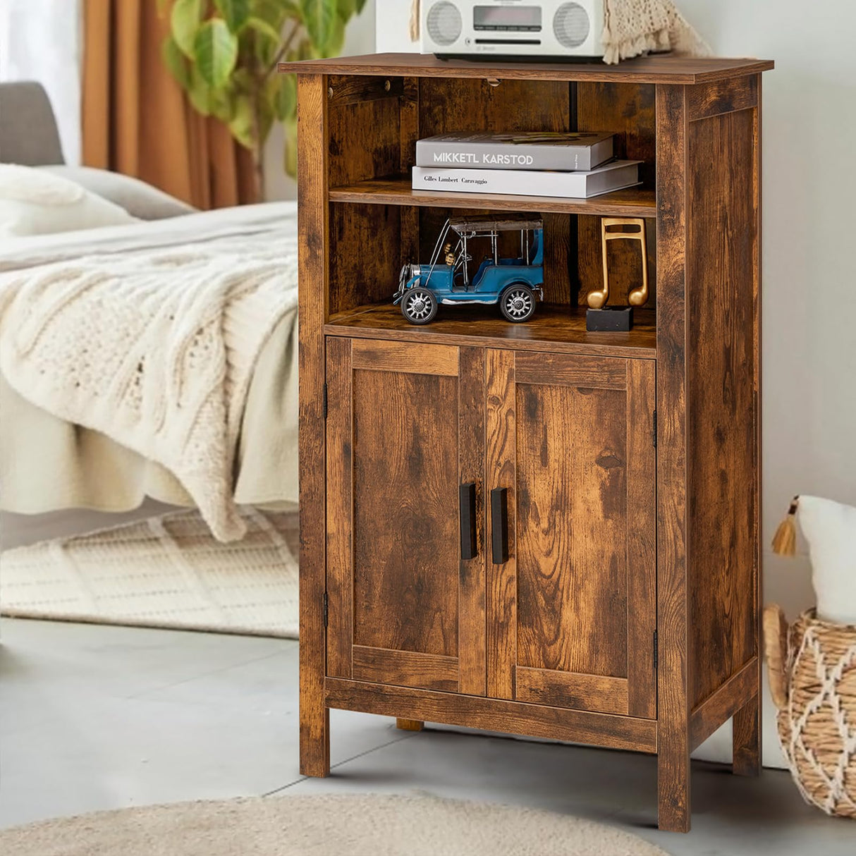 Storage Cabinet with Adjustable Shelves, Retro Floor Storage Cabinet