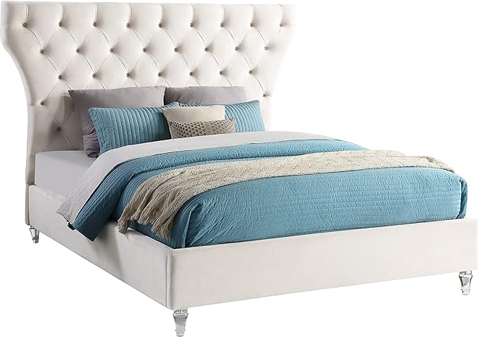 KiraNavy-K Kira Collection Modern | Contemporary Velvet Upholstered Bed