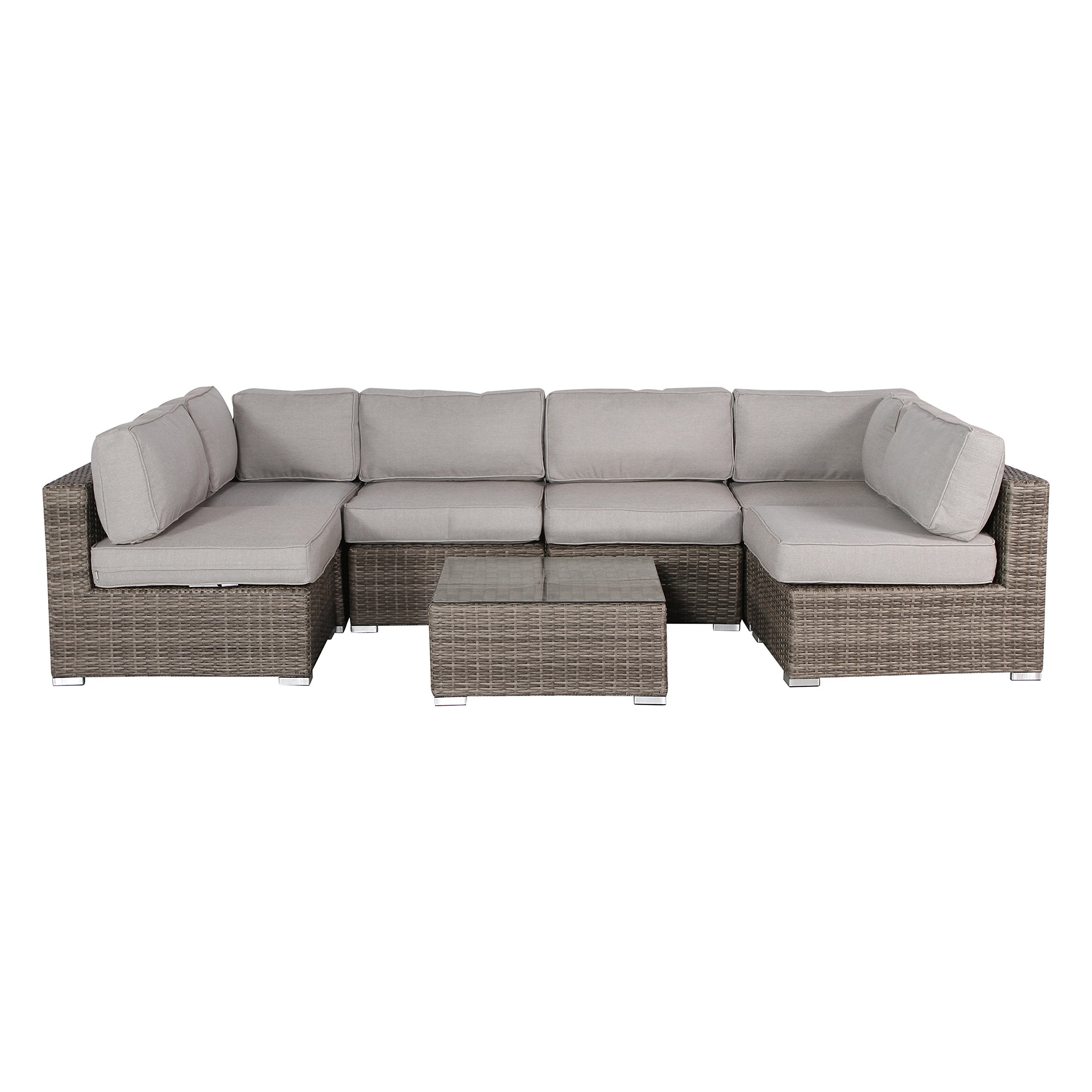 7 Pc Patio Sofa Set, weather Resistant Outdoor Resort Grade Convertible Set