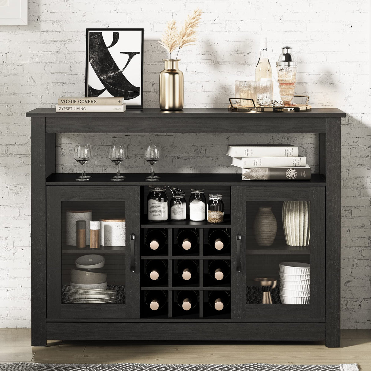 Buffet Sideboard, Freestanding Buffet Storage Cabinet, Wine Liquor Bar Buffet Cabinet