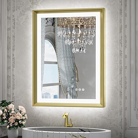 LED Mirror for Bathroom Black Metal Frame Frontlit & Backlit Lighted