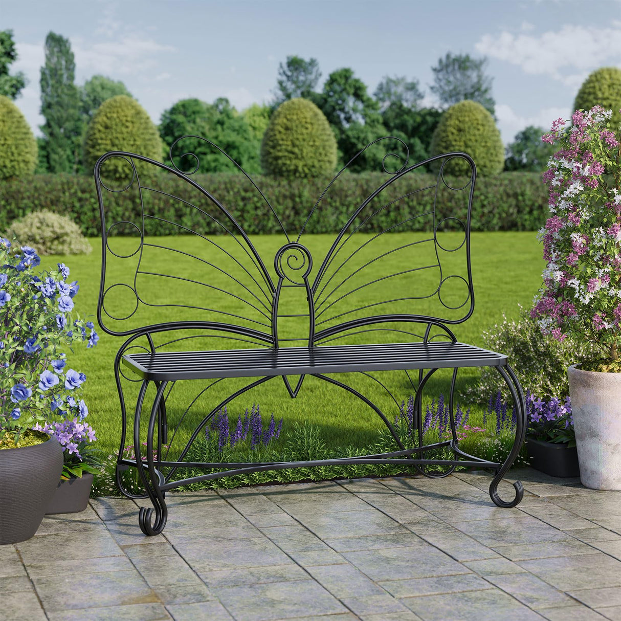 Butterfly Garden Bench, Double Seats Outdoor Bench, Park Benches for Outside