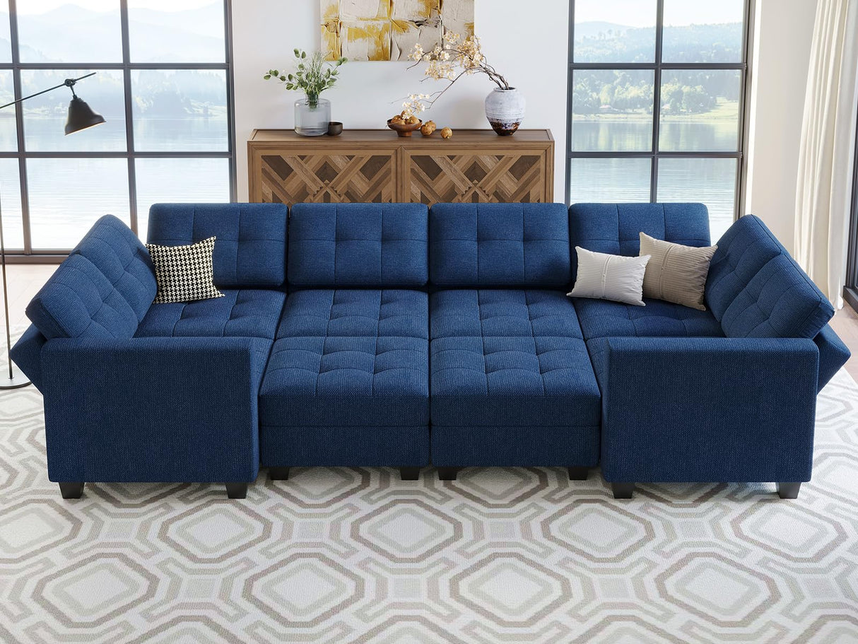 Modular Sectional Sleeper Sofa with Storage Seat Reversible Modular Couch Bed