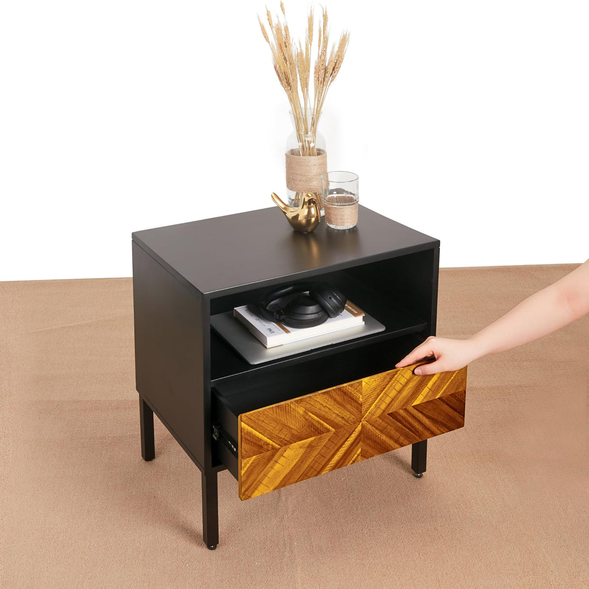 Solid Wood Nightstand, End Table, Bedside Table