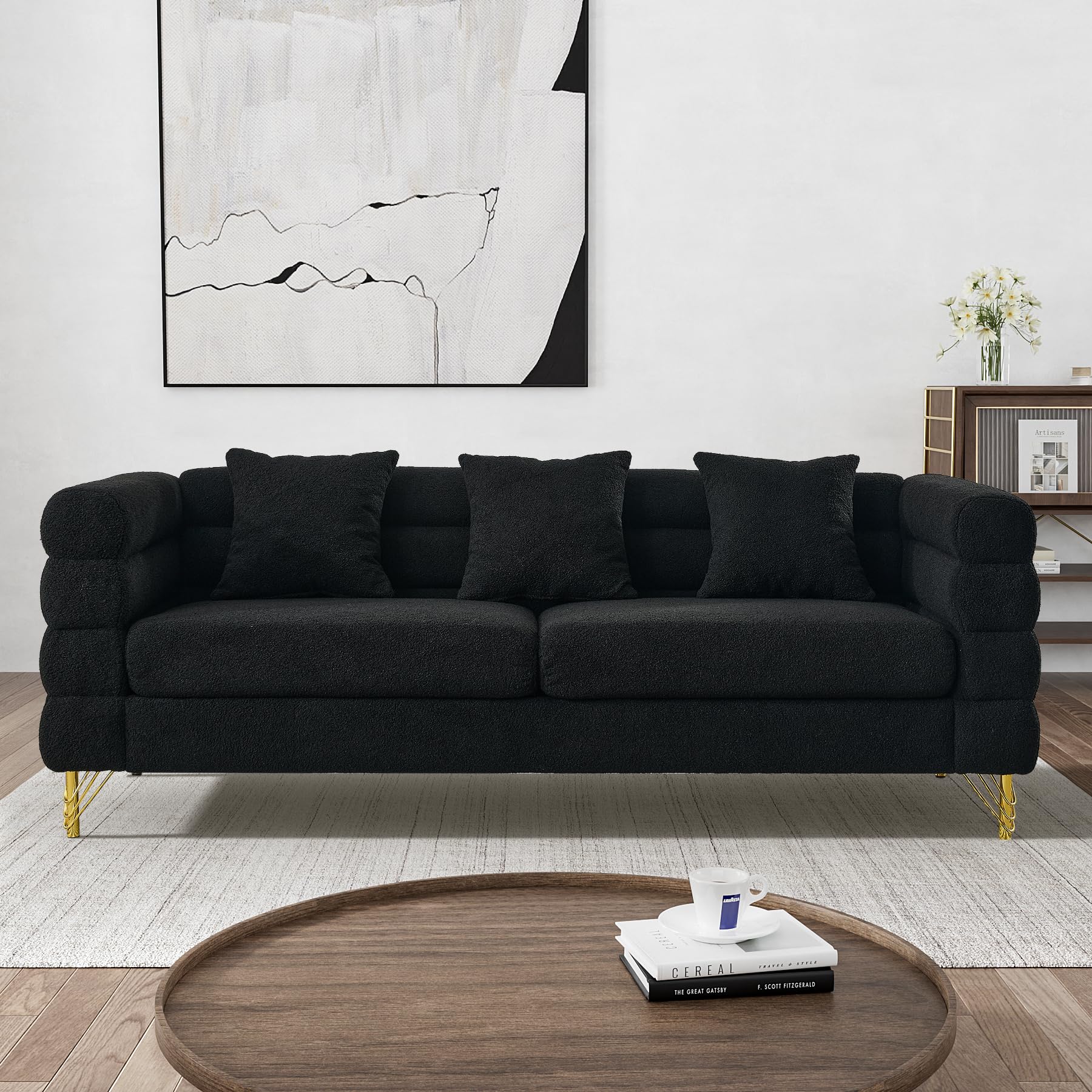 Cloud Couch for Living Room, 59" Modern Overstuffed Deep Seat Velvet Loveseat Sofa