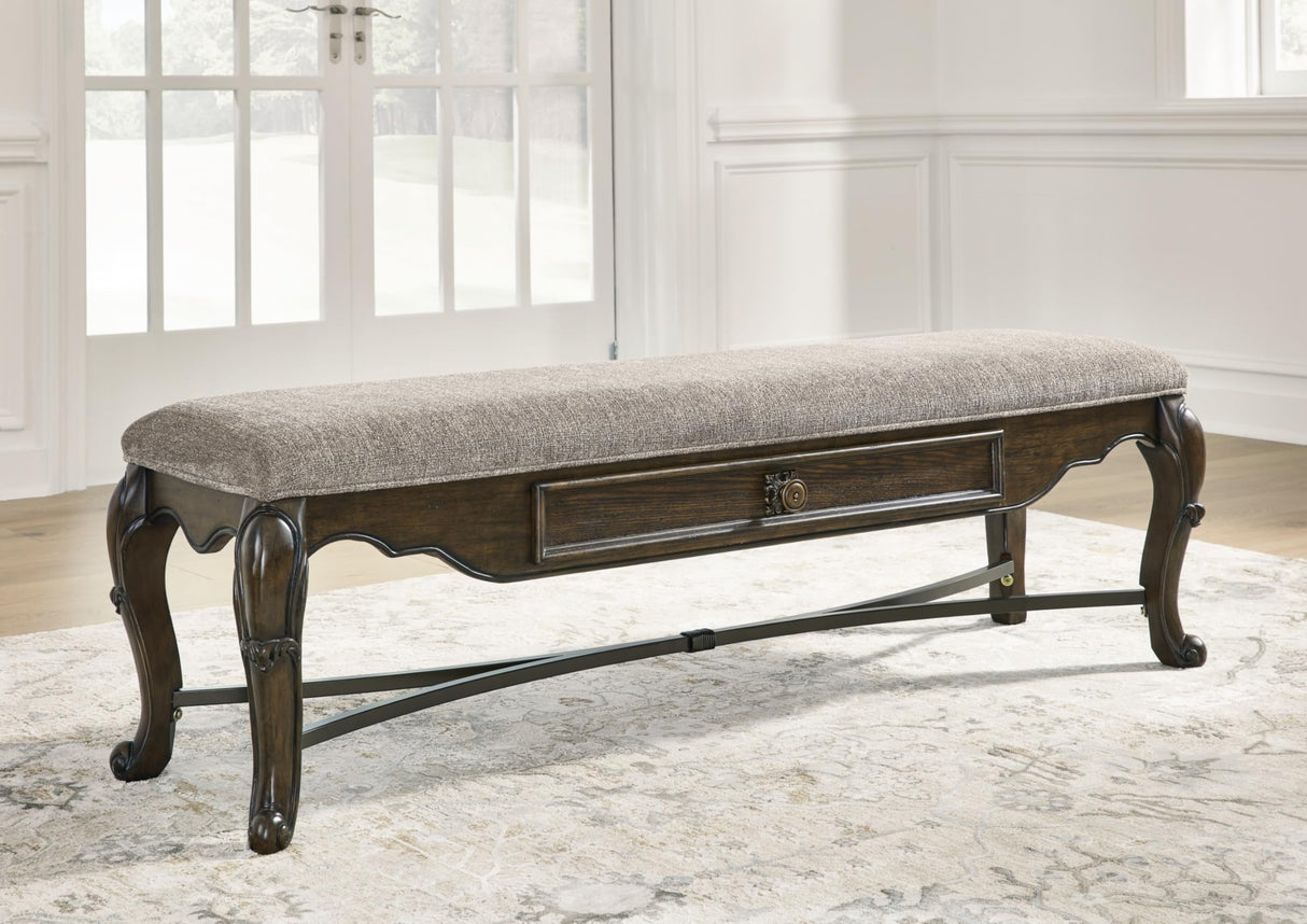 Maylee Contemporary Upholstered 63" Dining Bench with 1 Drawer