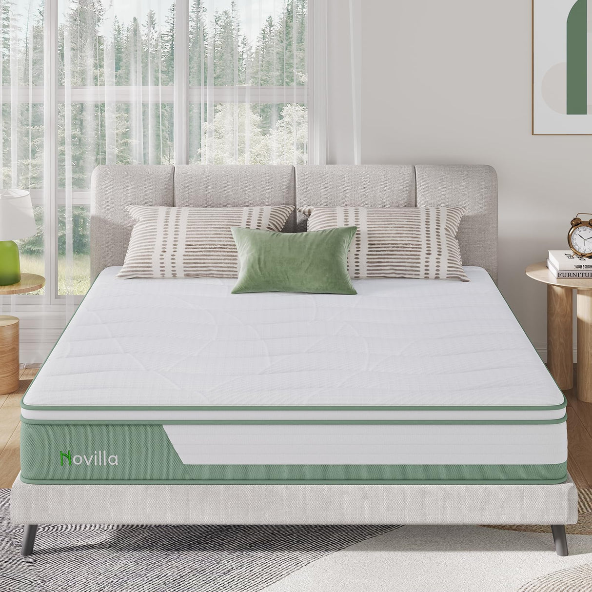 Mattress Queen, 12 Inch 5-Zone Hybrid Mattress with Gel Memory Foam
