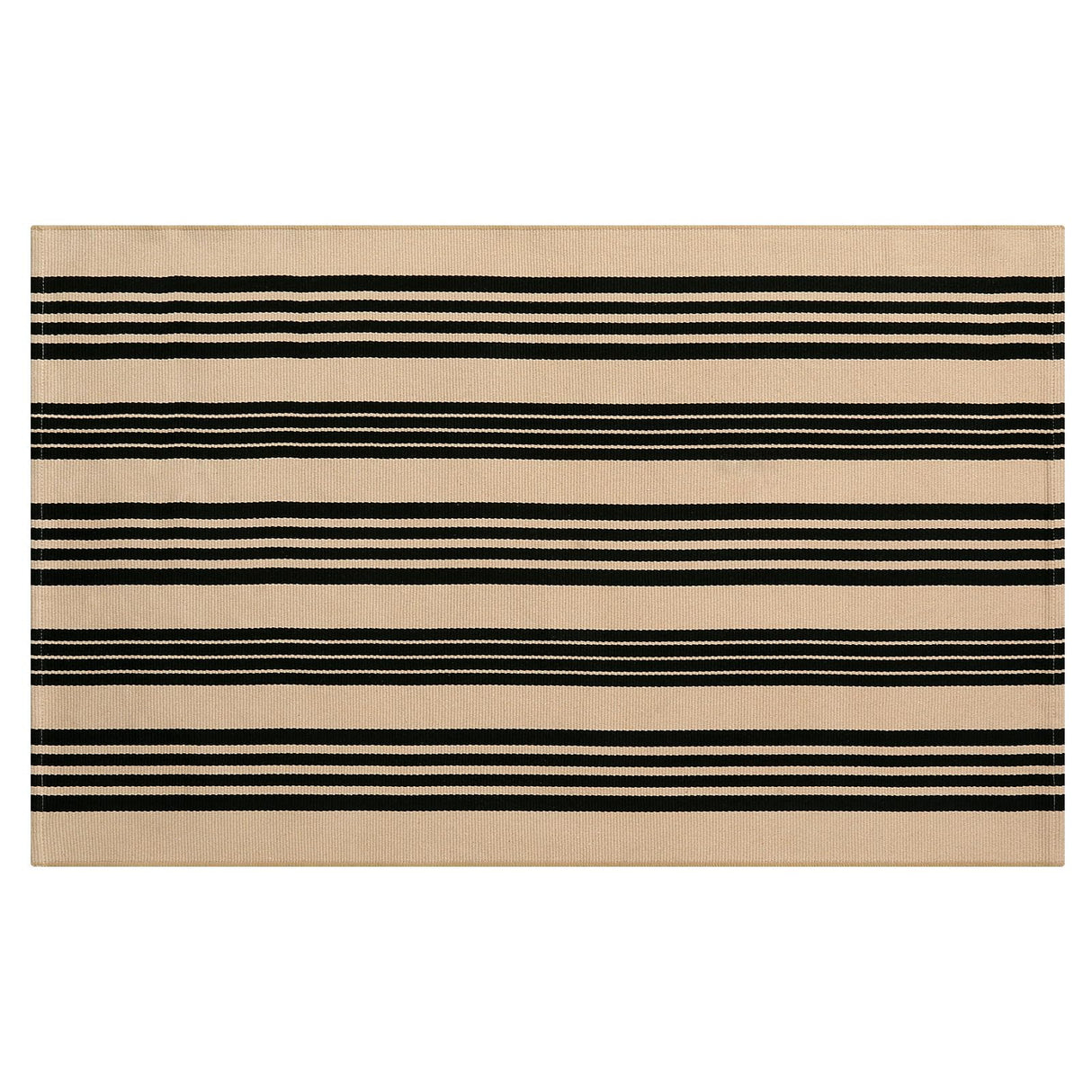 Black and Khaki Striped Rugs 3x5, Outdoor Cotton Hand Woven Front Door Mat,Washable