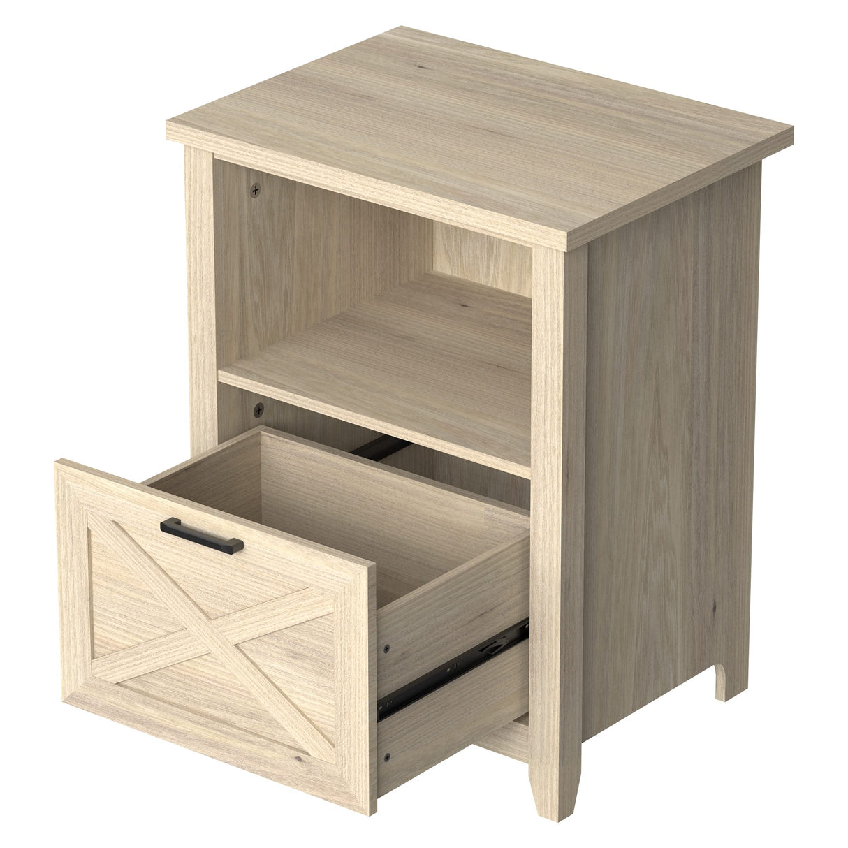 30" Tall Nightstand for King & Queen Bed - FSC-Certified Wood Large Bedside Table
