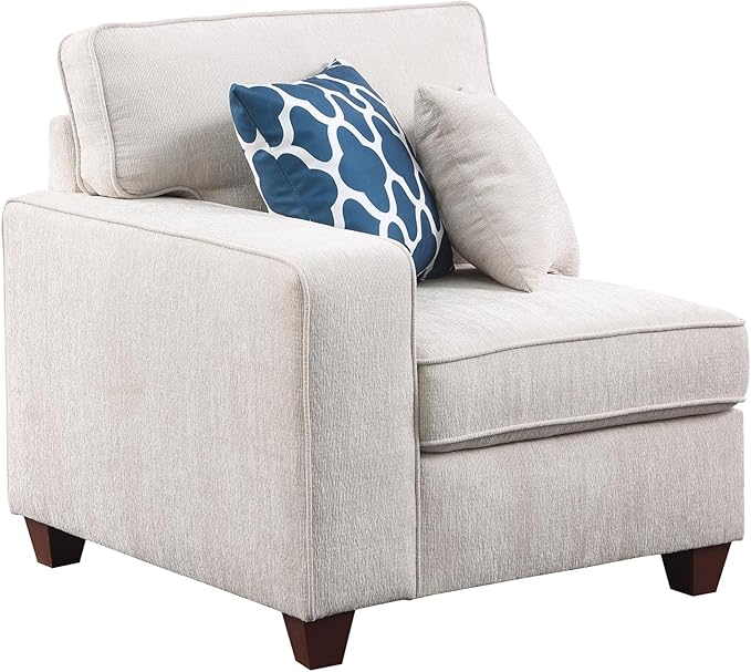 Convertible Sectional Couch with Movable Ottoman and 6 Throw Pillows