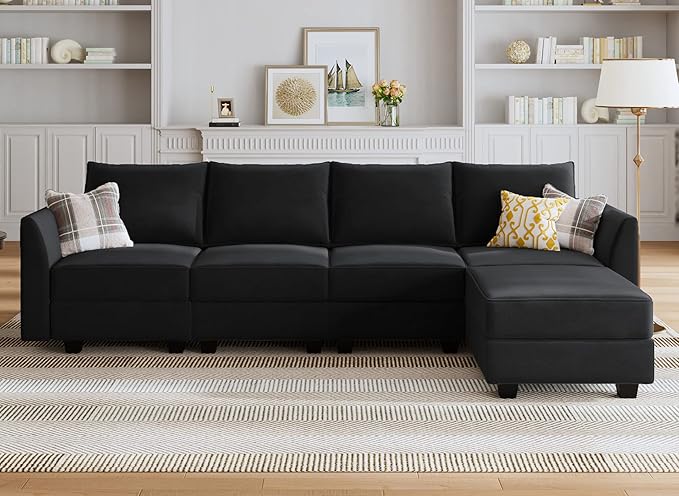 Modular Sectional Sofa Velvet U Shaped Couch with Ottomans Convertible Sectional