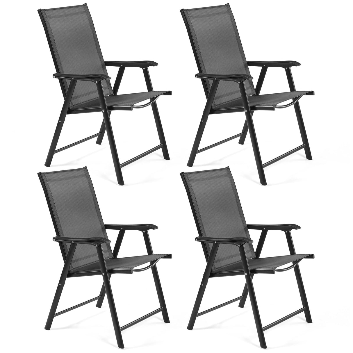Patio Dining Chairs Set of 4 with Armrests, Outdoor Folding Chairs with Metal Frame