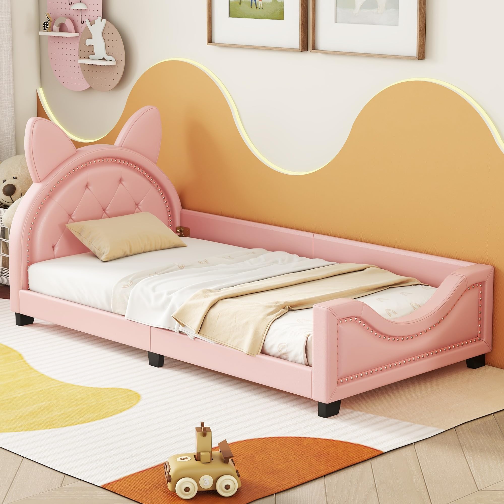 Frame with Headboard and Footboard, Kids Day Bed/Girls Bed Twin Size, Twin Size Daybed