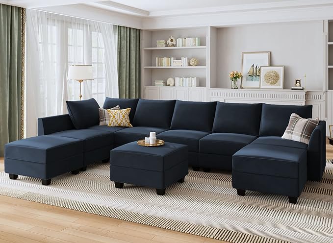 Modular Sectional Sleeper Sofa with Storage Seat Velvet Sectional Sofa