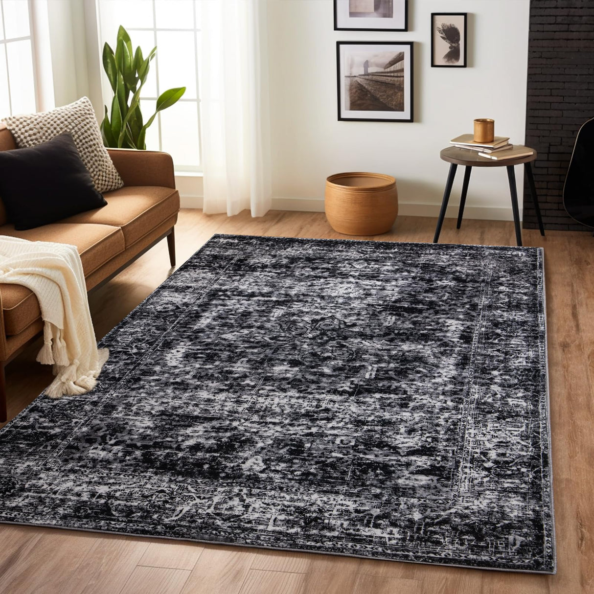 9x12 Vintage Boho Area Rug - Ultra Soft Washable Faux Wool Carpet