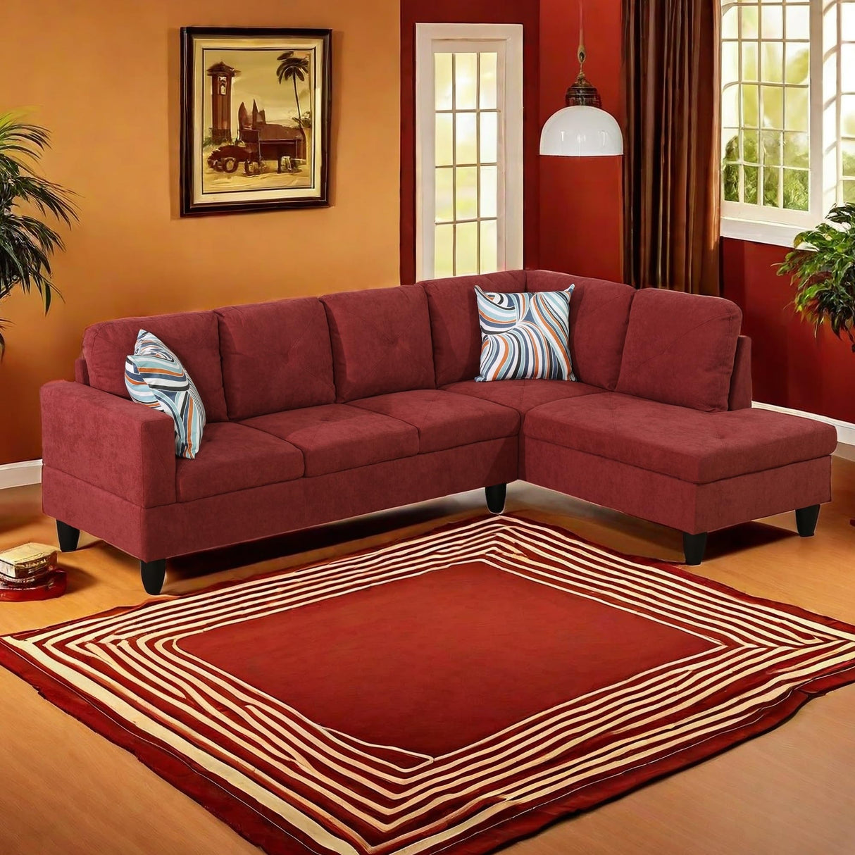 Couches for Living Room 2-Piece Modern Couch with Right Chaise Sectional