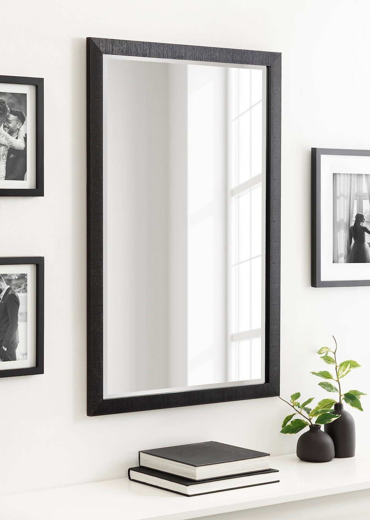 Modern Rectangle Wall Mirror, Framed Rectangular Statement Mirror