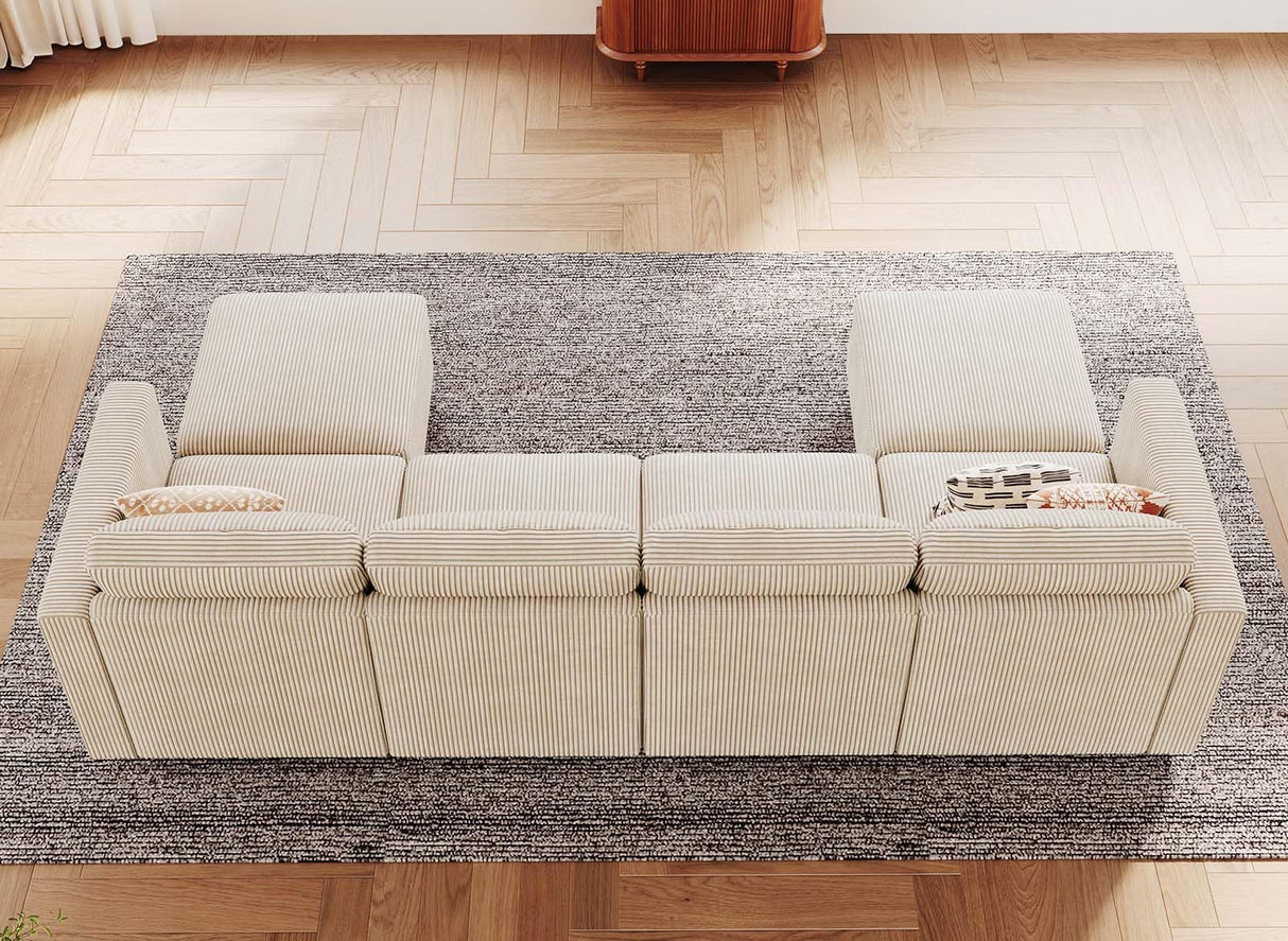 U Shape Couch with Storage Ottoman Corduroy Sectional Couch