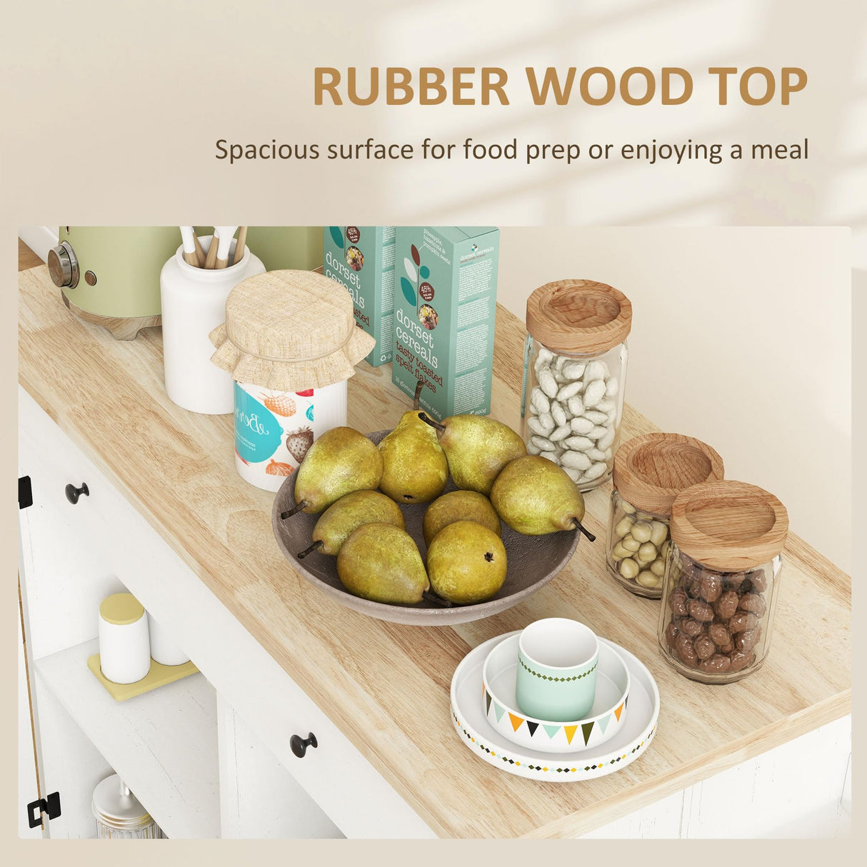 Kitchen Island with Storage, Farmhouse Rolling Kitchen Island Cart on Wheels