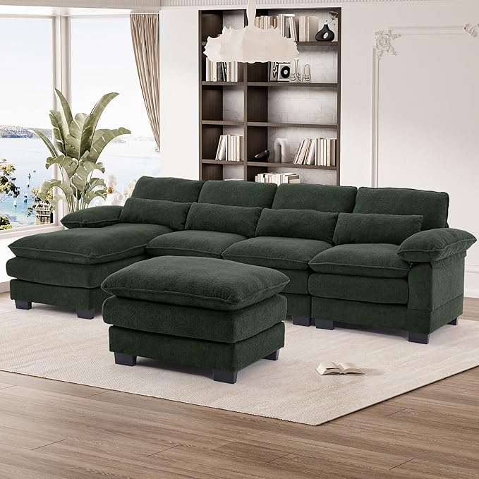 114" U Shape Sectional Sofa Cloud Couch for Living Room