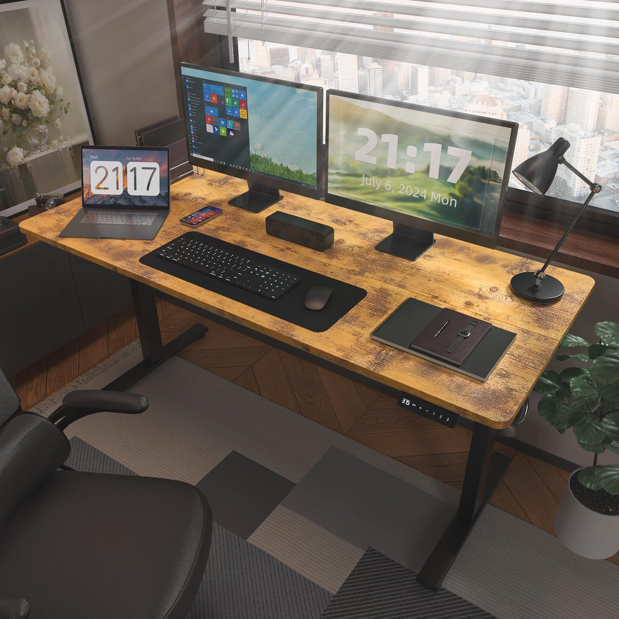 Electric Standing Desk Height Adjustable - 48 x 24 Inches Sit Stand up Desk & Memory Preset Ergonomic Rising Desks for Work, Home Office Workstation Gaming Rising Desk Study Table