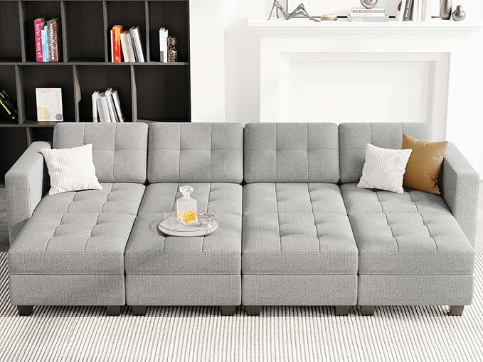 Modular Sleeper Sofa Sectional Couch with Wide Chaises Convertible Sectional Sofa