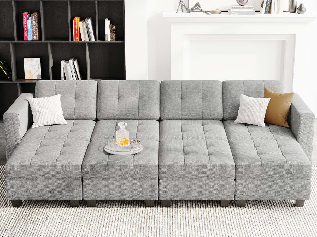 Modular Sleeper Sofa Sectional Couch with Wide Chaises Convertible Sectional Sofa