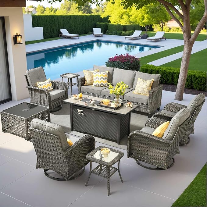 8 Pieces Patio Furniture Set Outdoor Wicker Conversation Sets