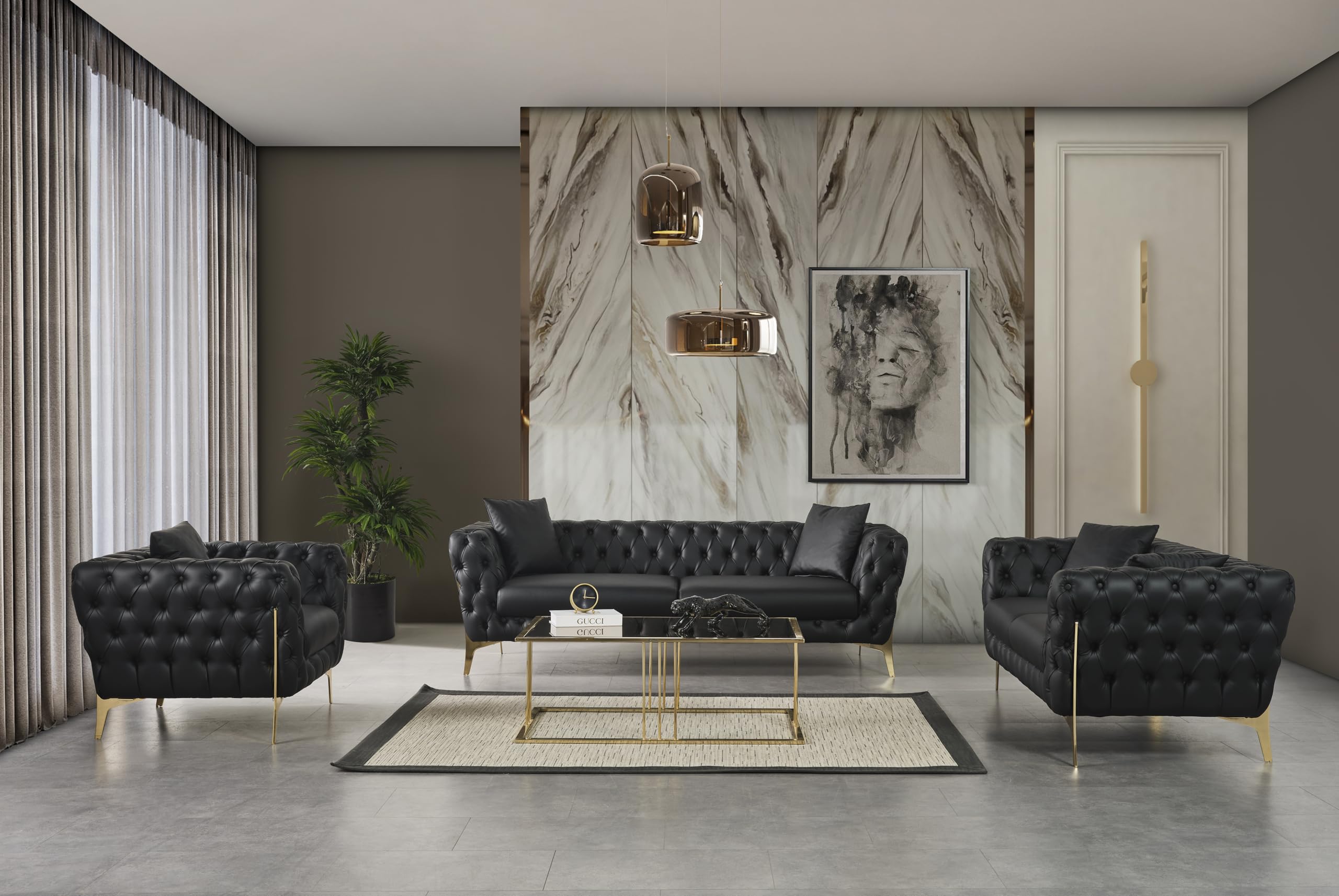 Aurora Collection Modern | Contemporary Vegan Leather Upholstered Sofa,