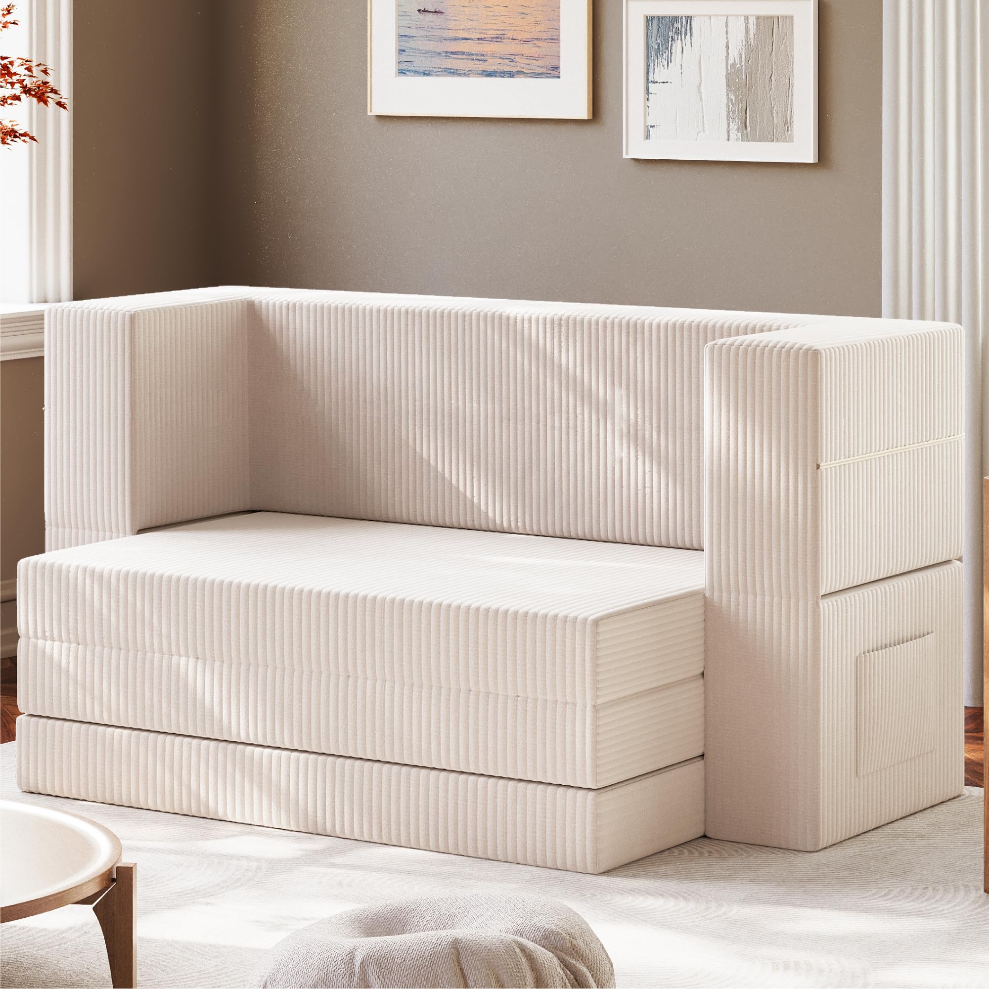 Folding Sofa Bed, 3-in-1 Convertible Sleeper Sofa Bed with Armrest