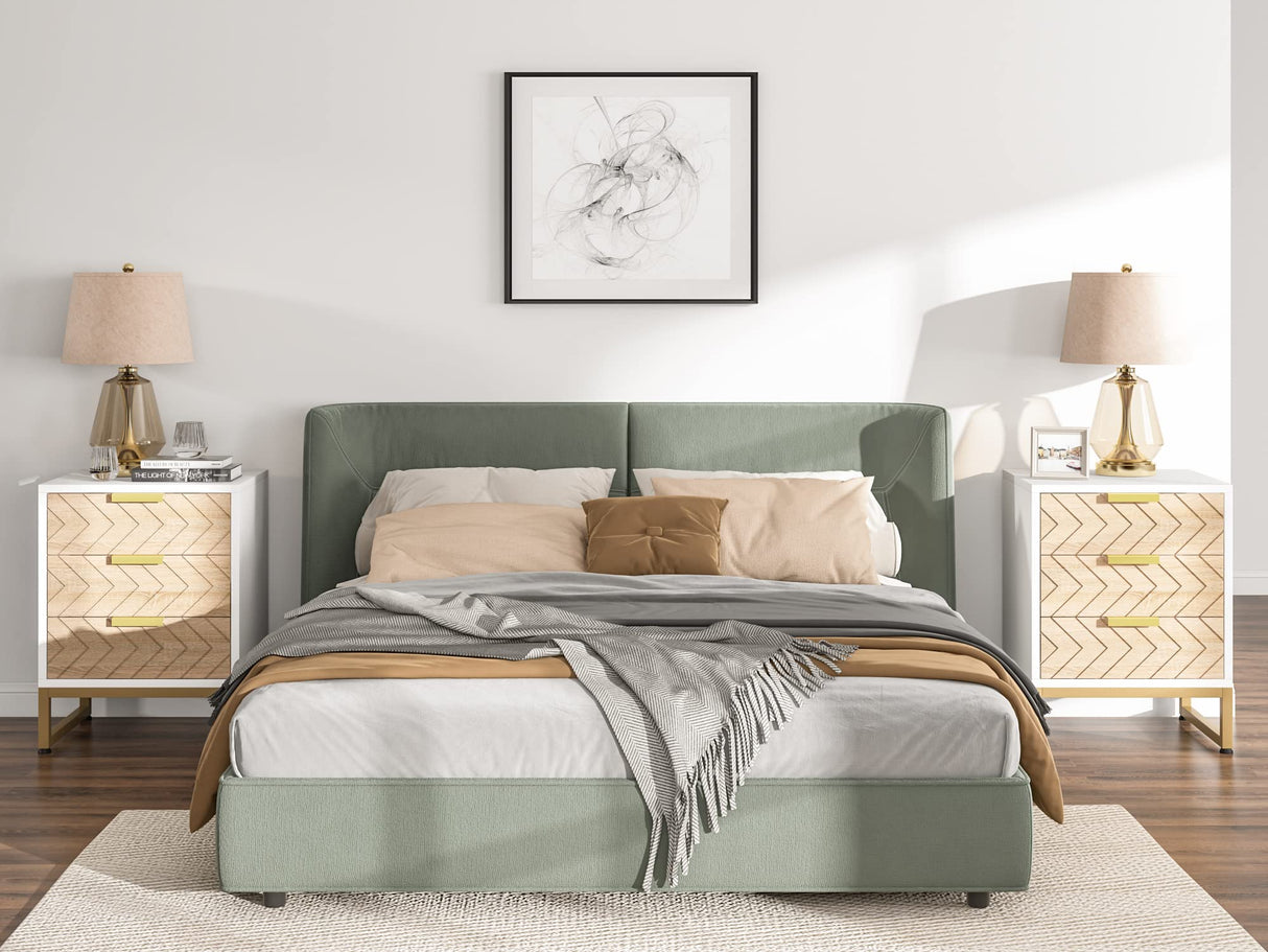 Nightstand Set of 2, Modern 3 Drawers Bedside Table